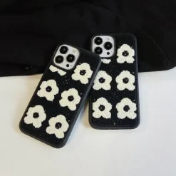 Iphone Cases*Boogzel Clothing Flowers Fuzzy iPhone Case Black