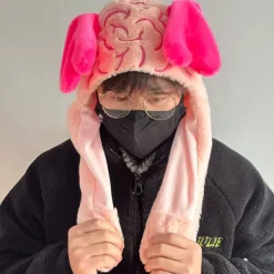 Hats*Boogzel Clothing Fluffy Brain Hat with Heart Ears Pink