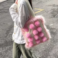 Bags & Purses*Boogzel Clothing Fluffy Pom Poms Bag in Pink