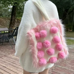 Bags & Purses*Boogzel Clothing Fluffy Pom Poms Bag in Pink