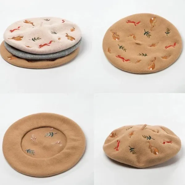 Hats*Boogzel Clothing Forest Embroidered Beret