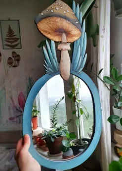 Aesthetic Mirrors|Aesthetic Room Decor*Boogzel Clothing Forest Mushroom Wooden Mirror