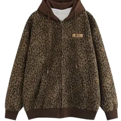 Hoodies*Boogzel Clothing Found Leopard Oversized Hoodie Brown