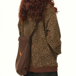 Hoodies*Boogzel Clothing Found Leopard Oversized Hoodie Brown