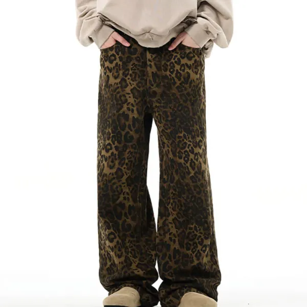 Jeans*Boogzel Clothing Found Leopard Wide-Leg Jeans Brown