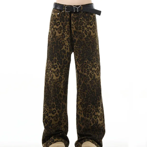 Jeans*Boogzel Clothing Found Leopard Wide-Leg Jeans Brown