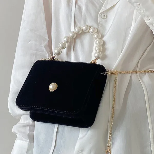 Bags & Purses*Boogzel Clothing French Girl Pearl Chain Bag Black