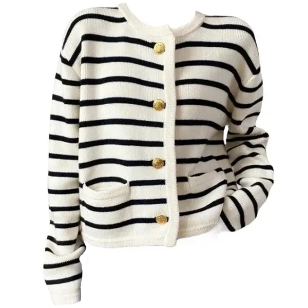 Striped Sweaters|Knit Cardigans*Boogzel Clothing French Girl Striped Cardigan