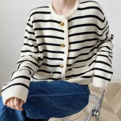 Striped Sweaters|Knit Cardigans*Boogzel Clothing French Girl Striped Cardigan