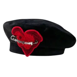 Hats*Boogzel Clothing French Kiss Heart Beret Black