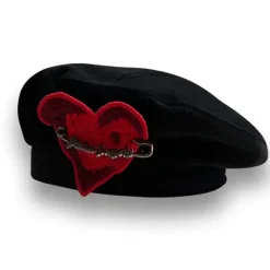 Hats*Boogzel Clothing French Kiss Heart Beret Black