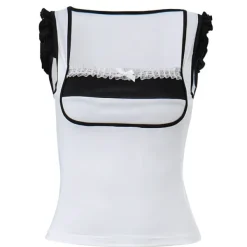Crop Tops*Boogzel Clothing French Kiss Ruffle Top White/black