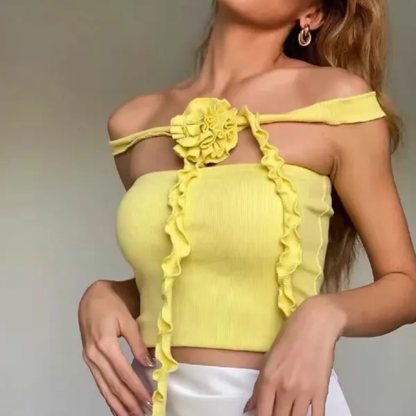 Crop Tops*Boogzel Clothing French Rose Ruffled Top