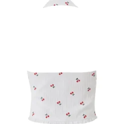 Crop Tops*Boogzel Clothing French Summer Cherry Halter Top White/red