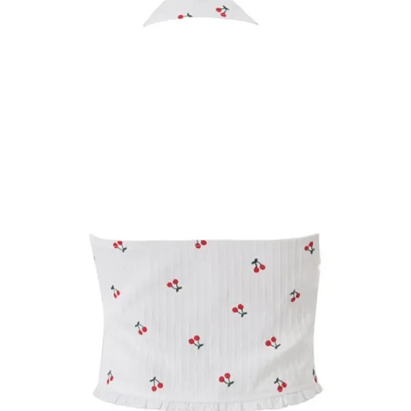 Crop Tops*Boogzel Clothing French Summer Cherry Halter Top White/red