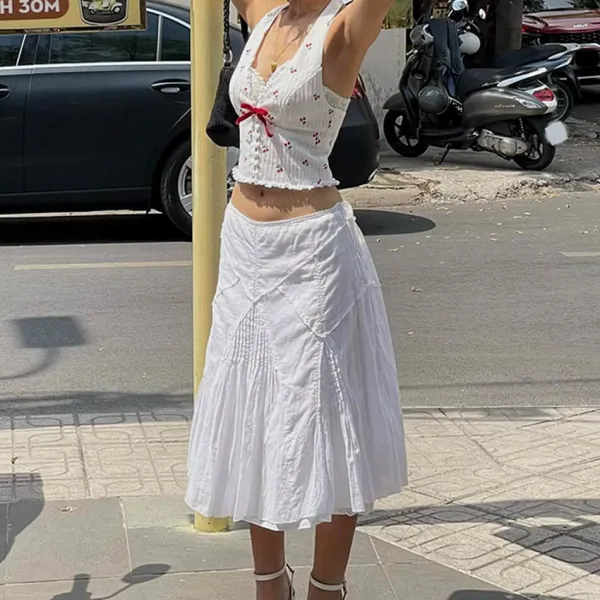Crop Tops*Boogzel Clothing French Summer Cherry Halter Top White/red