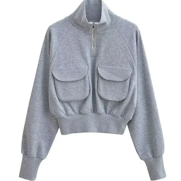 Sweaters|Hoodies*Boogzel Clothing Front Pockets Zip Up Sweatshirt Grey