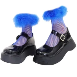Socks*Boogzel Clothing Furry Fishnet Ankle Socks