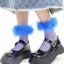 Socks*Boogzel Clothing Furry Fishnet Ankle Socks