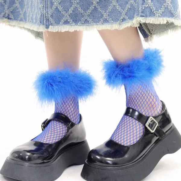 Socks*Boogzel Clothing Furry Fishnet Ankle Socks
