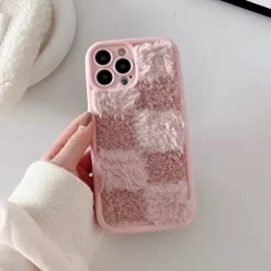 Iphone Cases*Boogzel Clothing Fuzzy Checkered iPhone Case Pink