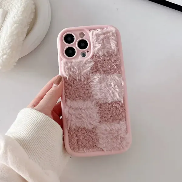 Iphone Cases*Boogzel Clothing Fuzzy Checkered iPhone Case Pink