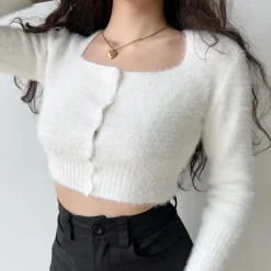 Knit Cardigans*Boogzel Clothing Fuzzy Cropped Cardigan