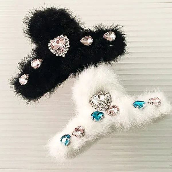 Hair Accessories*Boogzel Clothing Fuzzy Rhinestone Hair Claw