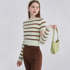Striped Sweaters|Sweaters*Boogzel Clothing Fuzzy Striped Top + Gloves Set