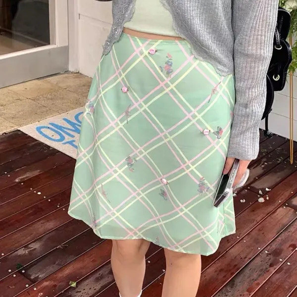 Skirts*Boogzel Clothing Garden Of Envy Mint Green Plaid Skirt MintGreen