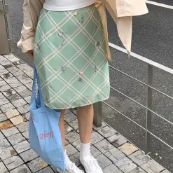 Skirts*Boogzel Clothing Garden Of Envy Mint Green Plaid Skirt MintGreen