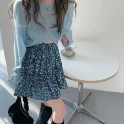 Skirts*Boogzel Clothing Garden Party Mini Skirt Blue