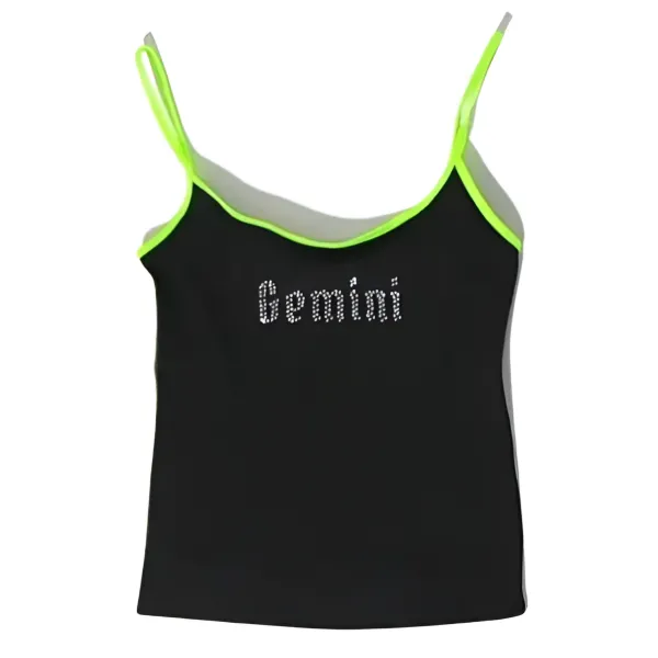 Y2K Tops*Boogzel Clothing Gemini Zodiac Sign Y2K Rhinestone Top