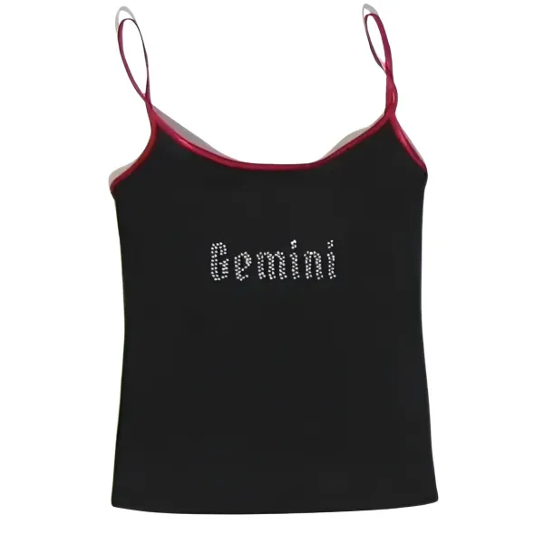 Y2K Tops*Boogzel Clothing Gemini Zodiac Sign Y2K Rhinestone Top