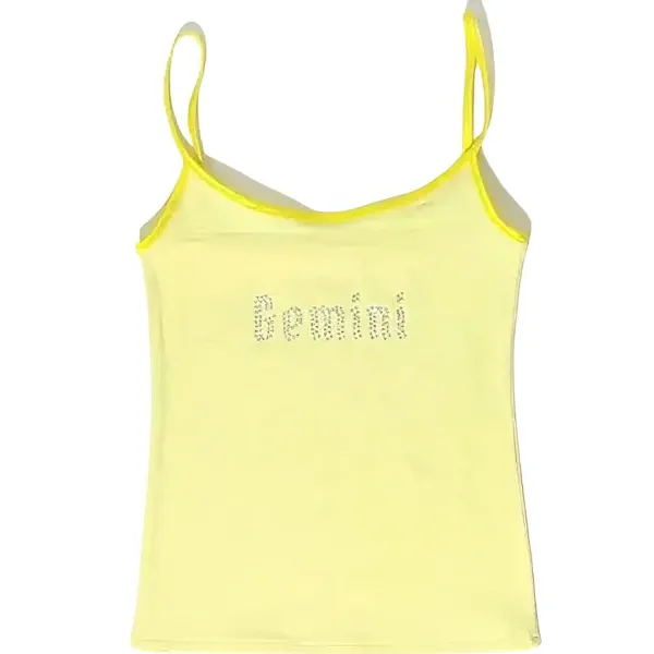 Y2K Tops*Boogzel Clothing Gemini Zodiac Sign Y2K Rhinestone Top