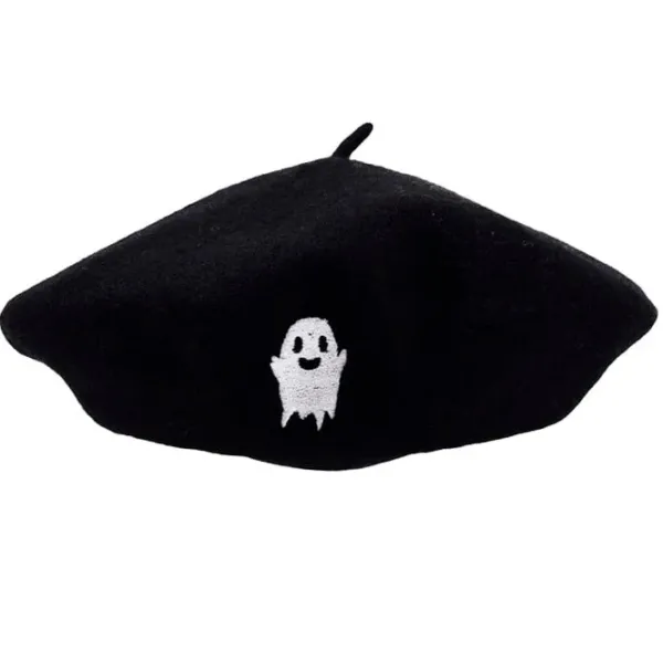 Hats*Boogzel Clothing Ghost Embroidered Beret