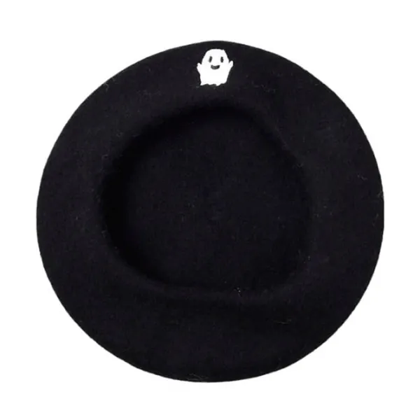 Hats*Boogzel Clothing Ghost Embroidered Beret