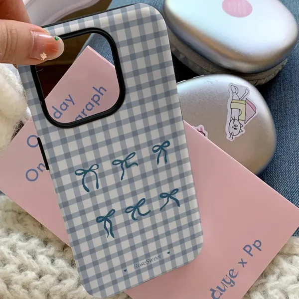 Iphone Cases*Boogzel Clothing Gingham Bows iPhone Case Blue