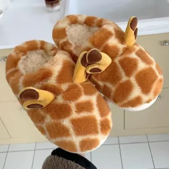 Mad*Boogzel Clothing Giraffe Plush Slippers Orange