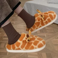 Mad*Boogzel Clothing Giraffe Plush Slippers Orange