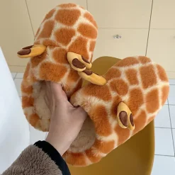 Mad*Boogzel Clothing Giraffe Plush Slippers Orange