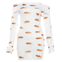 Dresses & Rompers*Boogzel Clothing Goldfish Off Shoulder Mini Dress White