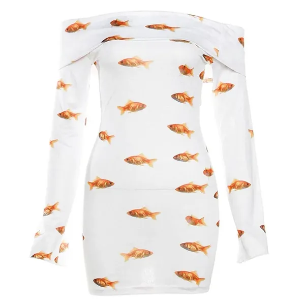 Dresses & Rompers*Boogzel Clothing Goldfish Off Shoulder Mini Dress White