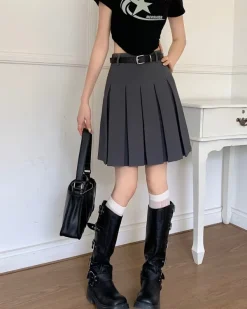 Skirts*Boogzel Clothing Good Manners Knee-Length Pleated Skirt