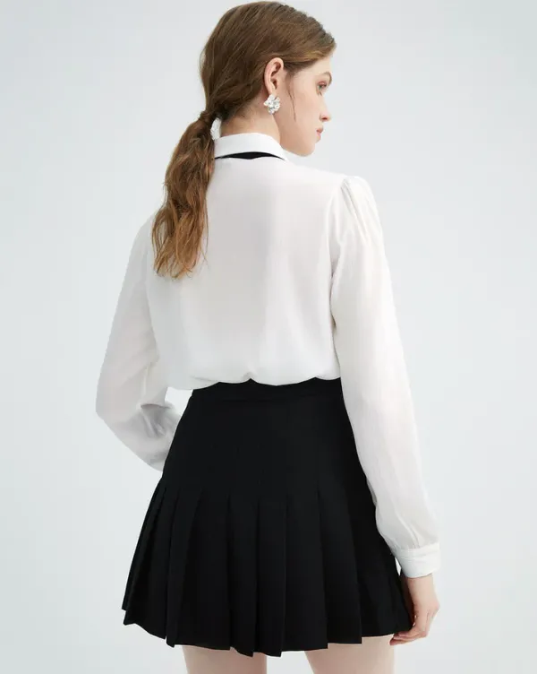 Long Sleeve Tops*Boogzel Clothing Good Manners Ruffle Bow Tie Neck Shirt