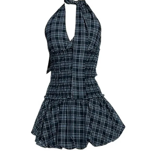 Dresses & Rompers*Boogzel Clothing Gossip Goes Around Halter Top & Bubble Skirt Blue