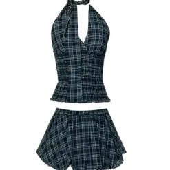 Dresses & Rompers*Boogzel Clothing Gossip Goes Around Halter Top & Bubble Skirt Blue