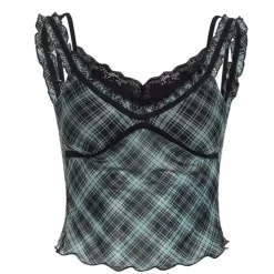 Y2K Tops*Boogzel Clothing Gossip Goes Around Lace Top Blue/black