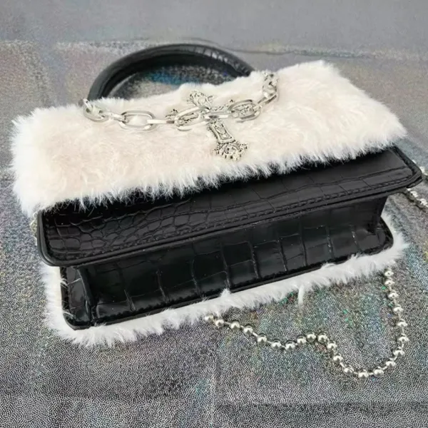 Bags & Purses*Boogzel Clothing Gothic Aesthetic Fuzzy Bag White/black