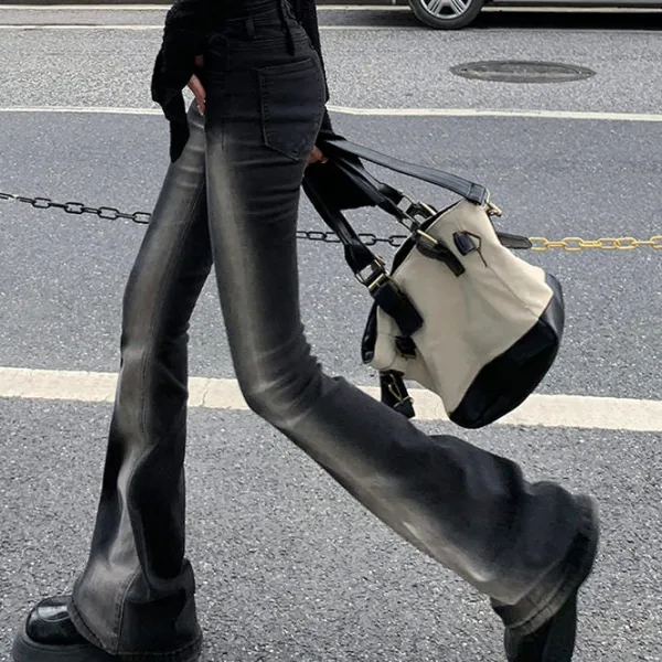 Jeans*Boogzel Clothing Gradient Skinny Flare Jeans Black